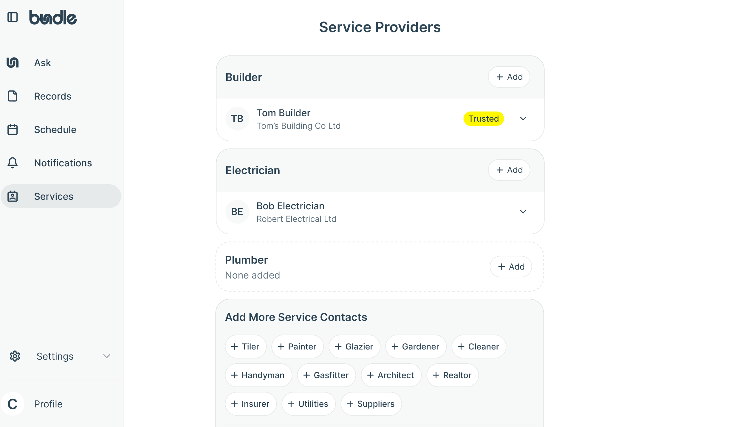 Contact Service Providers